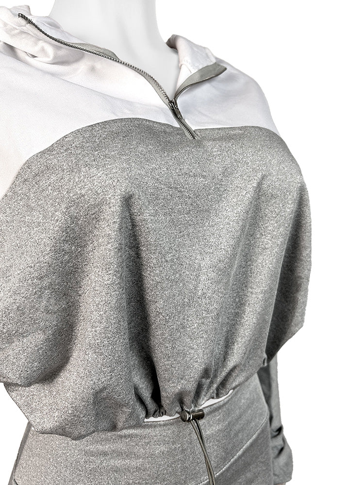 Half Zip Hoodie Biker Shorts Set