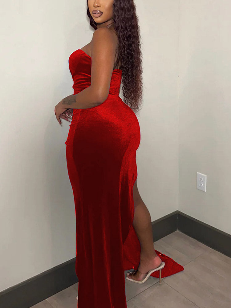 Sequin Velvet Draped Gown Dresses