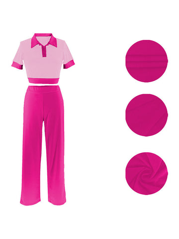 Contrast Crop Top Pants Set