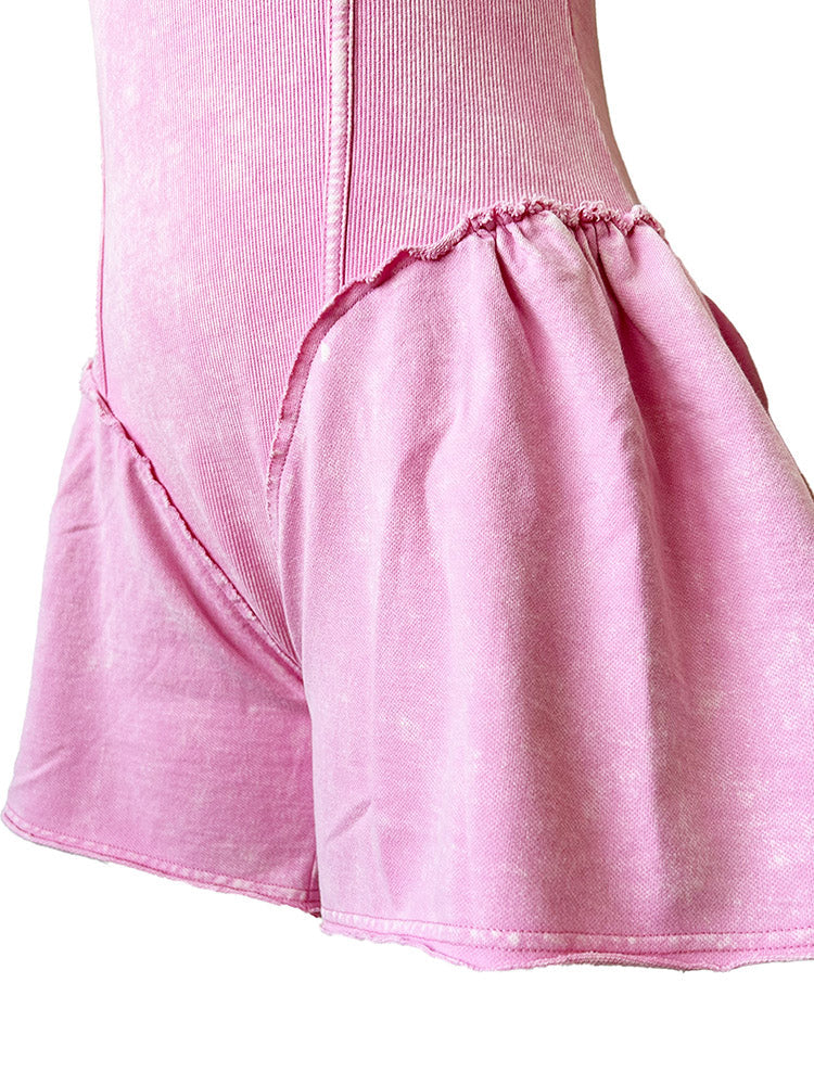 Acid-Wash Flare Rompers