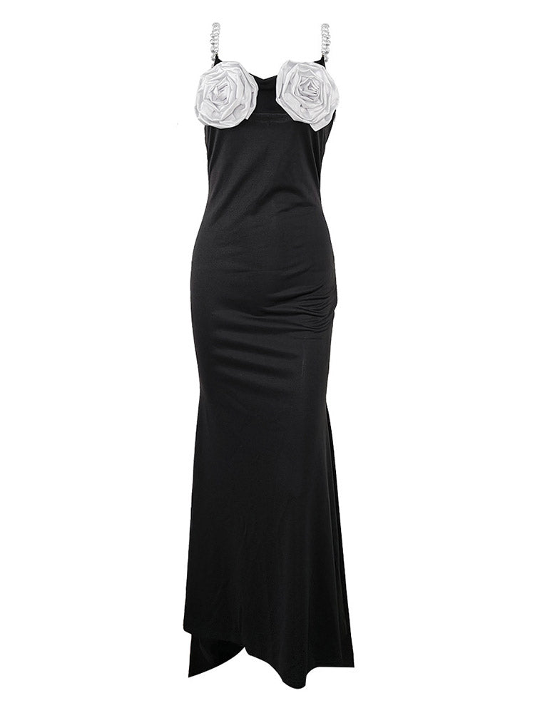 Pearl Strap Floral Party Dresses