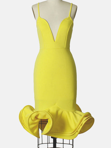 Spaghetti Strap Flare Bandage Dresses