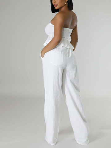 Smock Ruffle Top Pants Set