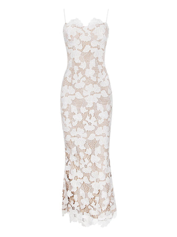 Lace Backless Slit Maxi Dress