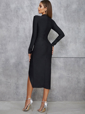 Bandage Mesh Bodycon Dress