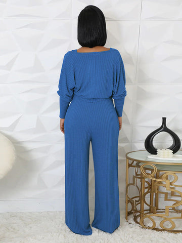 Ribbed Bolero  Jumpsuit Set