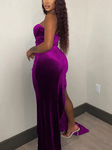 Sequin Velvet Draped Gown Dresses