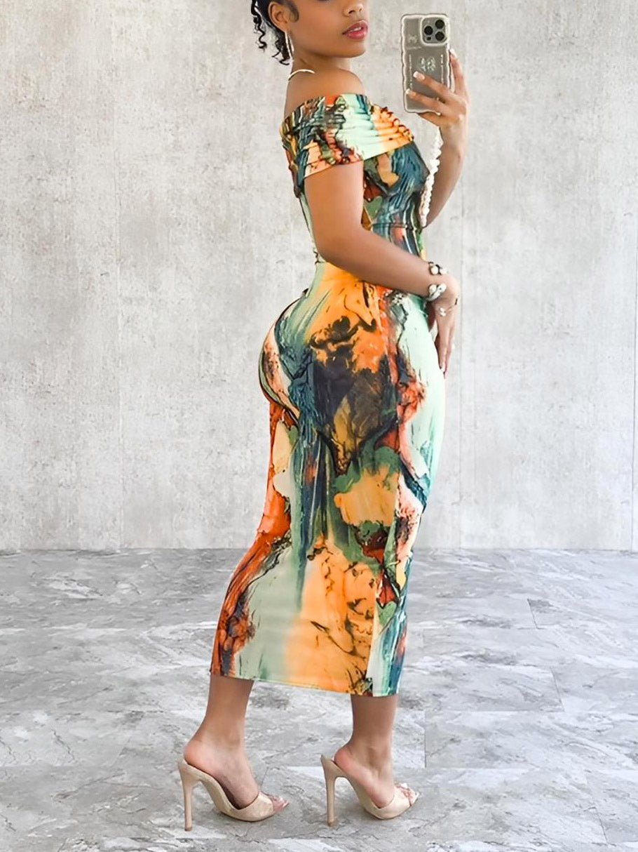 Printed Off Shoulder Dresses