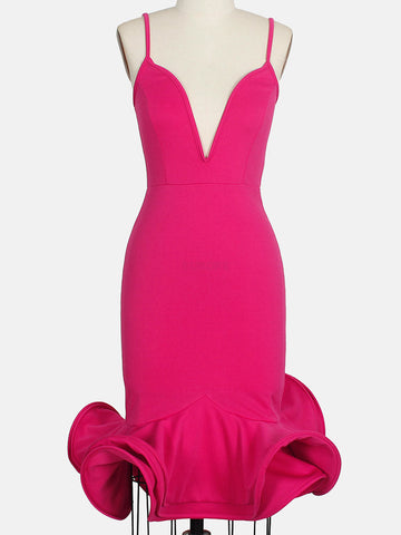 Spaghetti Strap Flare Bandage Dresses