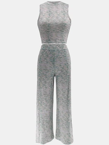 Ribbed Crop Top Pants Set