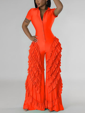 Ruffle Wide Leg Jumpsuits