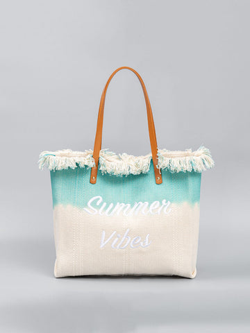 Two-Tone Embroidered Tote Bag