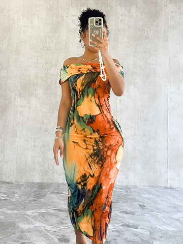 Printed Off Shoulder Dresses