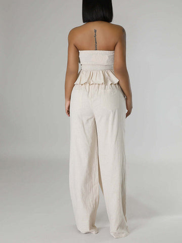 Smock Ruffle Top Pants Set