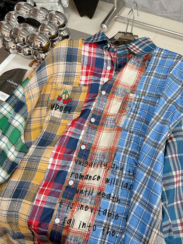 Patchwork Plaid Oversized Shirts