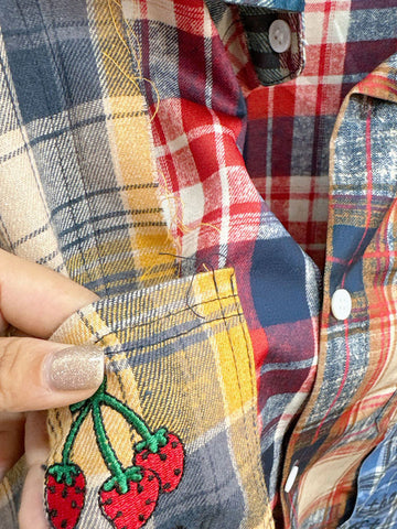Patchwork Plaid Oversized Shirts