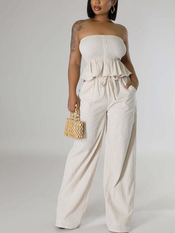 Smock Ruffle Top Pants Set