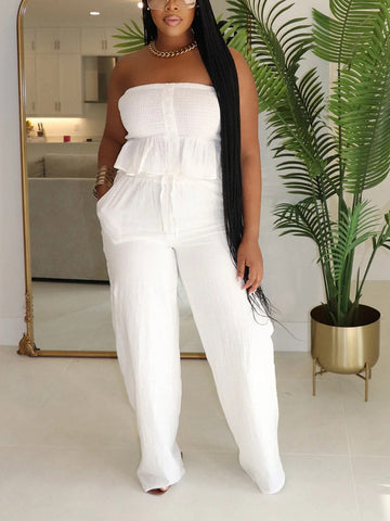 Smock Ruffle Top Pants Set