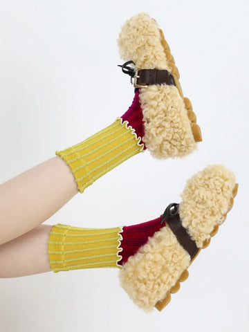 Wavy Edge Colorful Striped Cotton Socks