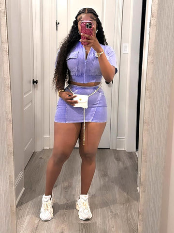 Ribbed Crop Top Skirt Set