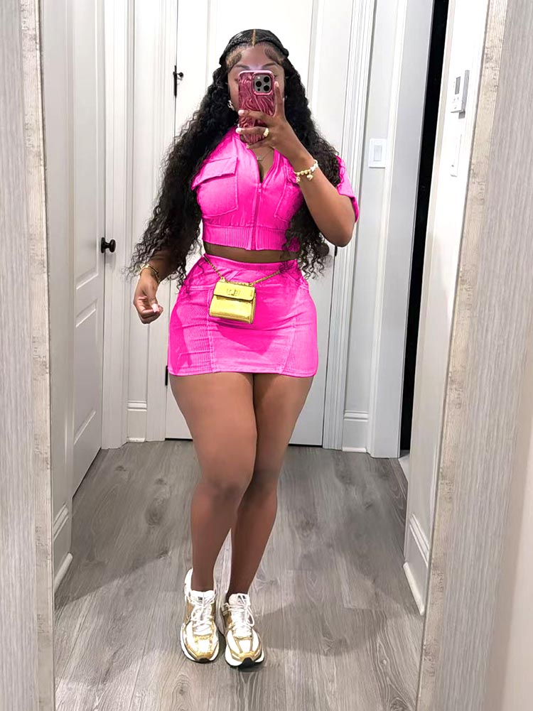 Ribbed Crop Top Skirt Set