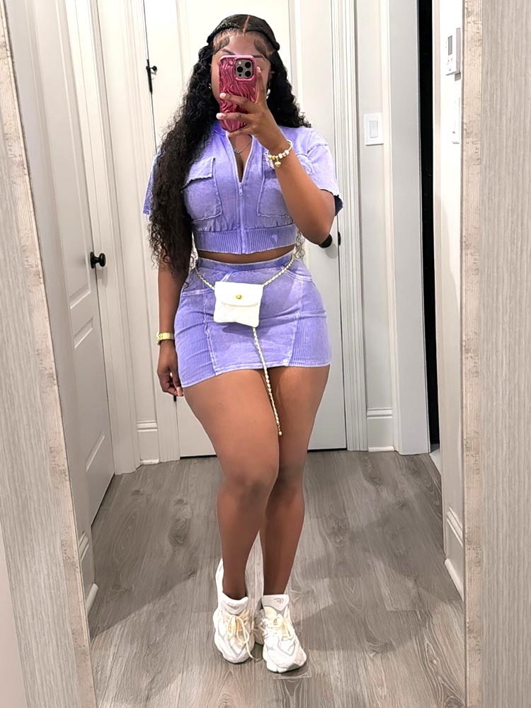 Ribbed Crop Top Skirt Set