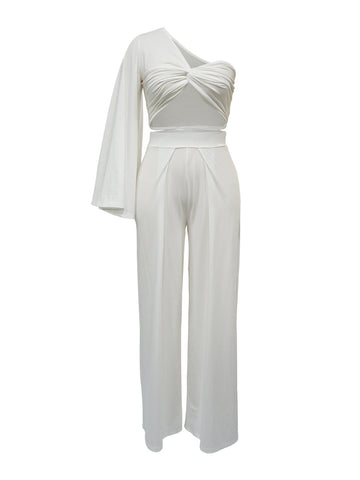 One Shoulder Top  Wide Pants Set
