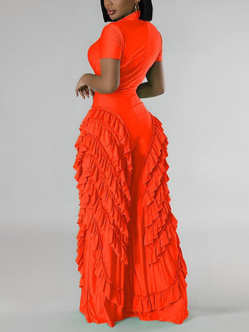 Ruffle Wide Leg Jumpsuits