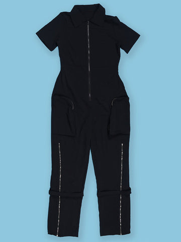 Zipper Cargo Pocket Utility Jumpsuits