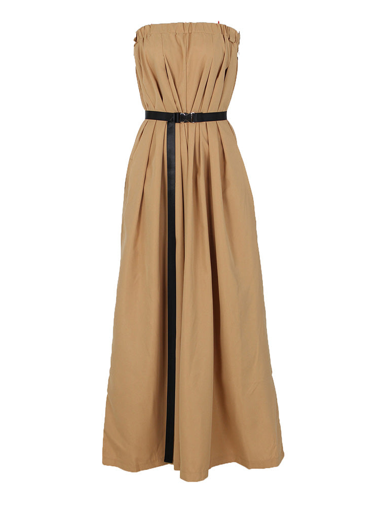 Strapless Loose Jumpsuits With Belt