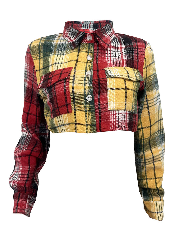 Flannel Plaid Cropped Jackets