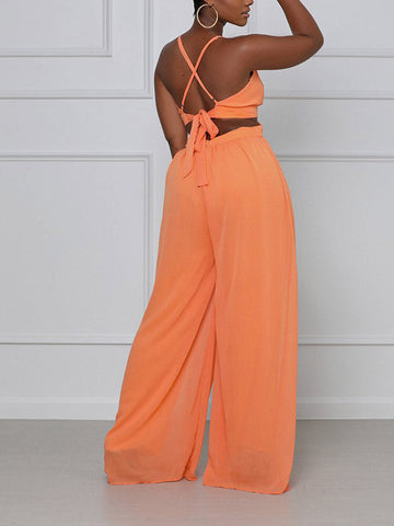 Straps V-Neck Cut Out Jumpsuits