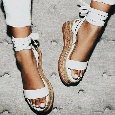PU Gladiator Shoes Wedge Open-toe Sandals