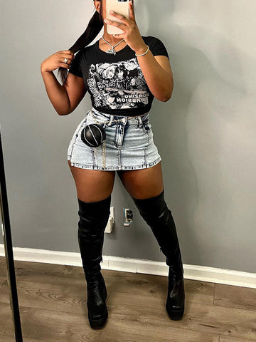 Denim Pleated Skorts