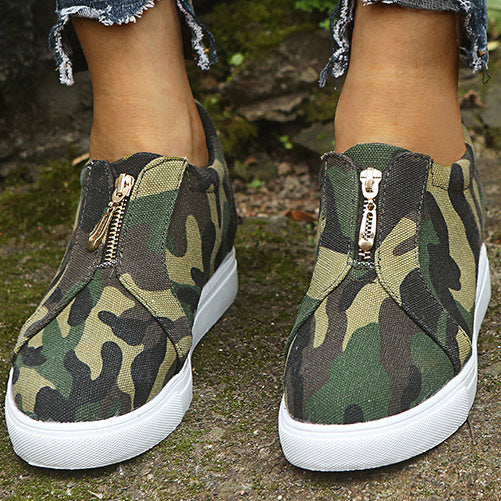 Patent Leather Zipper Decor Flats