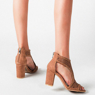 Peep Toe Gladiator Shoes Chunky Heel Sandals