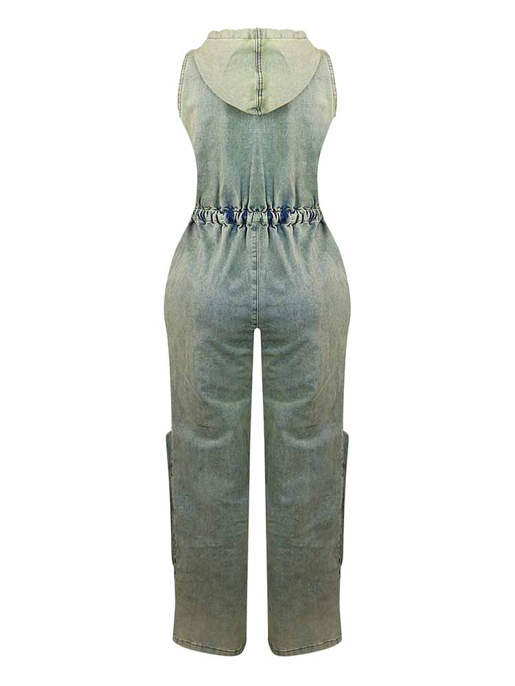 Vintage Hoodie Denim Jumpsuits
