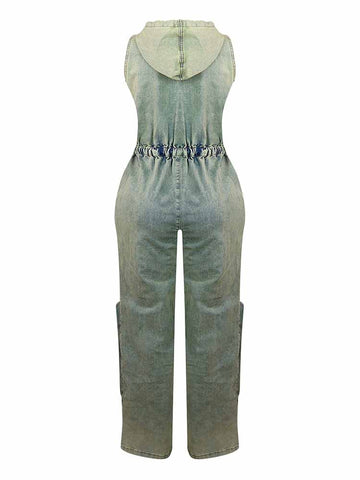 Vintage Hoodie Denim Jumpsuits