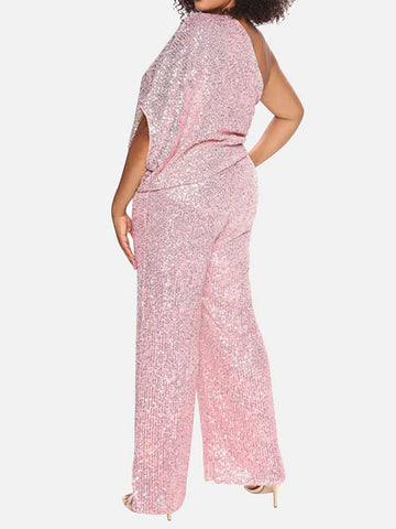 One Shoulder Sequin Jumpsuits