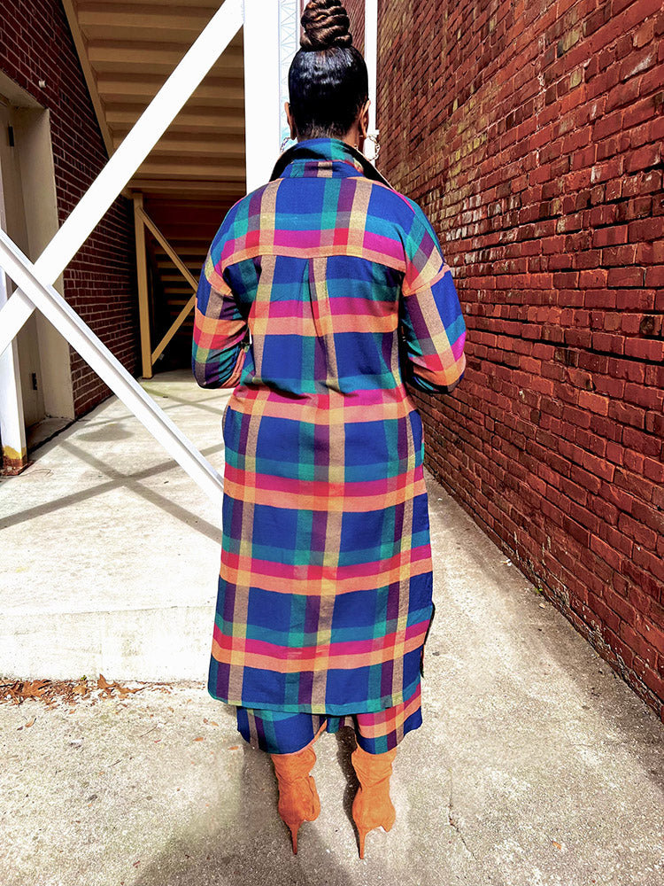 Plaid Cardigan Pants Set