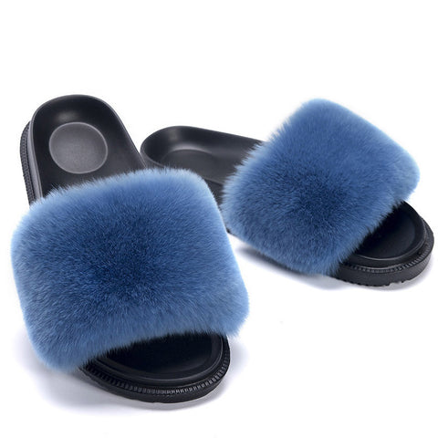 Fluffy Open-toe Flats Slippers