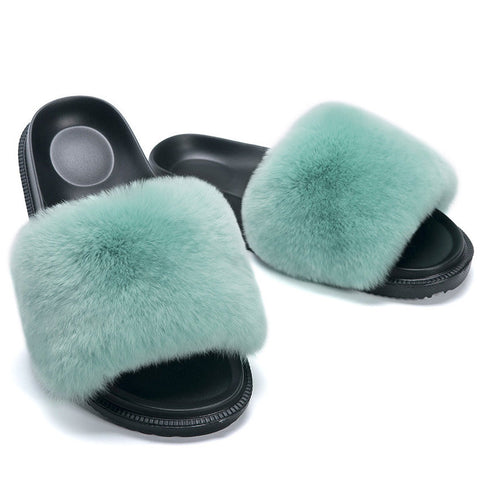 Fluffy Open-toe Flats Slippers