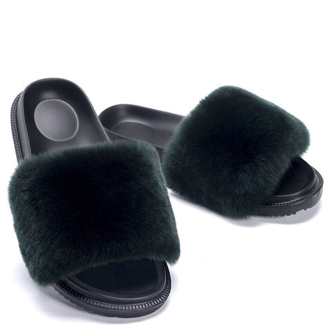 Fluffy Open-toe Flats Slippers