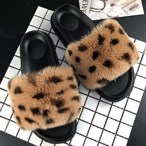 Fluffy Open-toe Flats Slippers