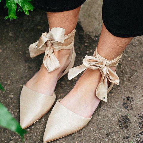 Pointed Toe Flats Lace-up Sandals