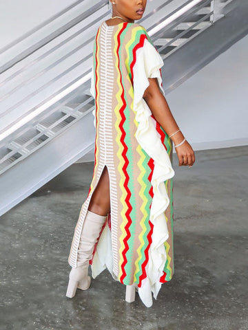 Ruffle Slit Knit Dresses