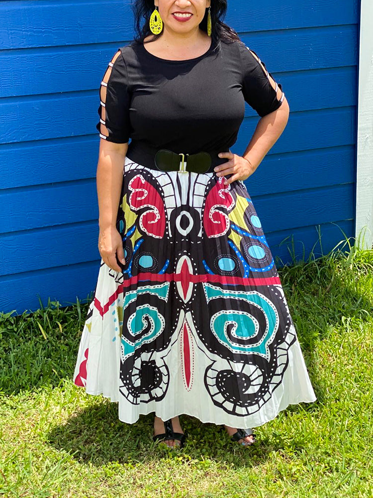 Butterfly Pattern Pleated Skirts