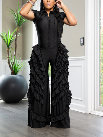 Ruffle Wide Leg Jumpsuits