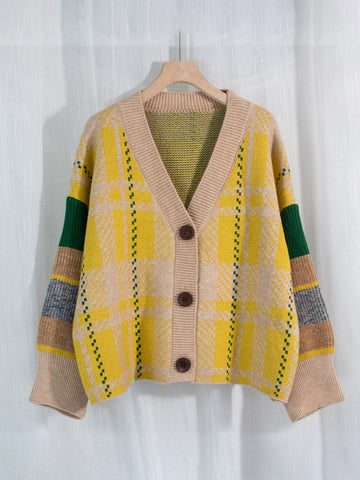 Retro Plaid Knit Cardigans