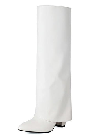 Pointed toe high heel western jeans boots